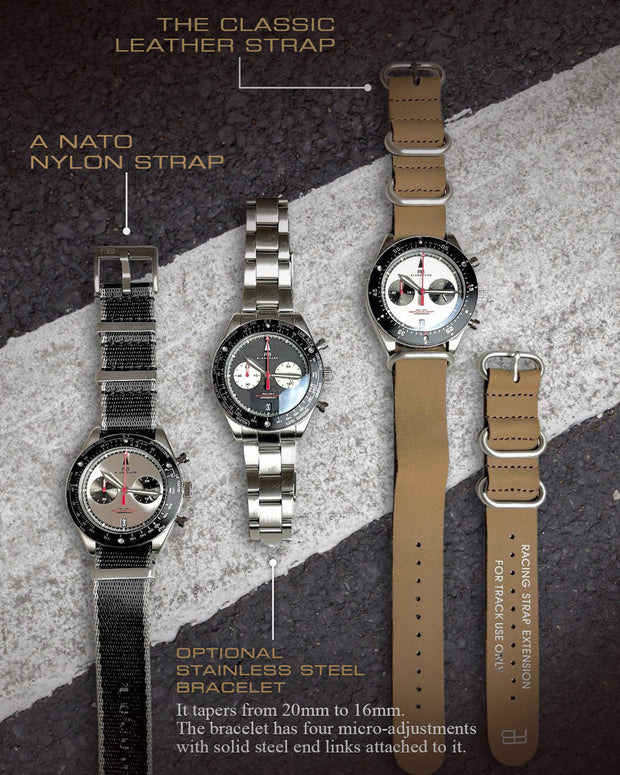 Geckota Chronotimer Chronograph Watch - Classic Panda